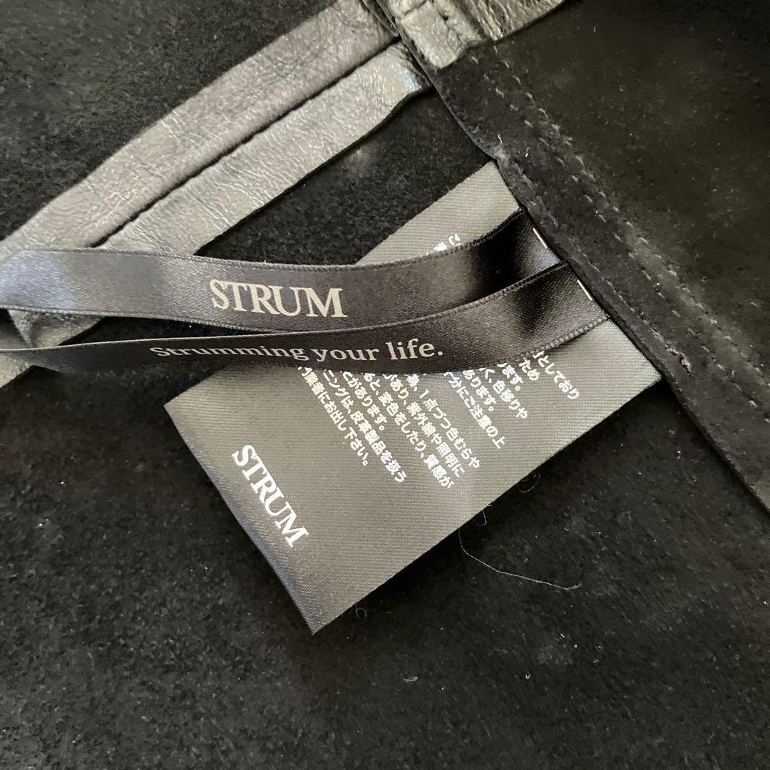 STRUM ラムレザー テーラードジャケット 1 S 黒 レザーライダース