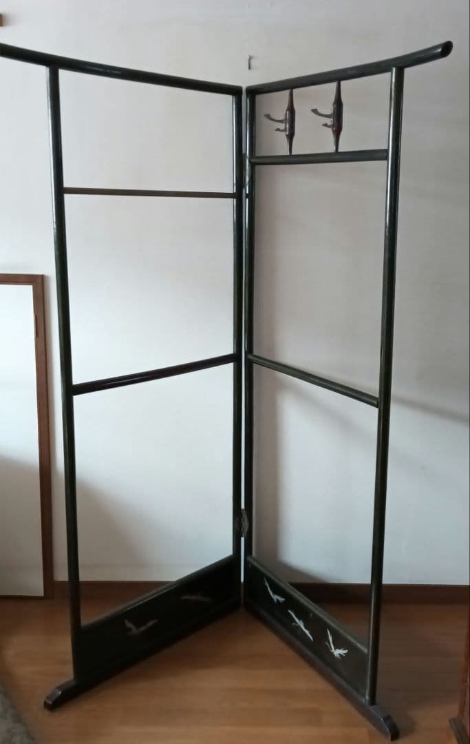 漆塗り衣桁 フック付き