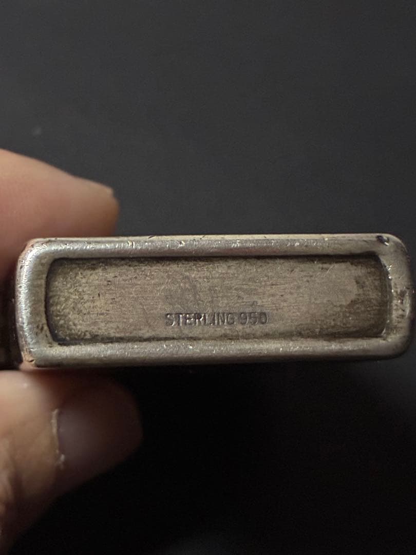 スターリングシルバー950彫金花彫 純銀オイルライター｜雰囲気抜群・ジャンク扱い