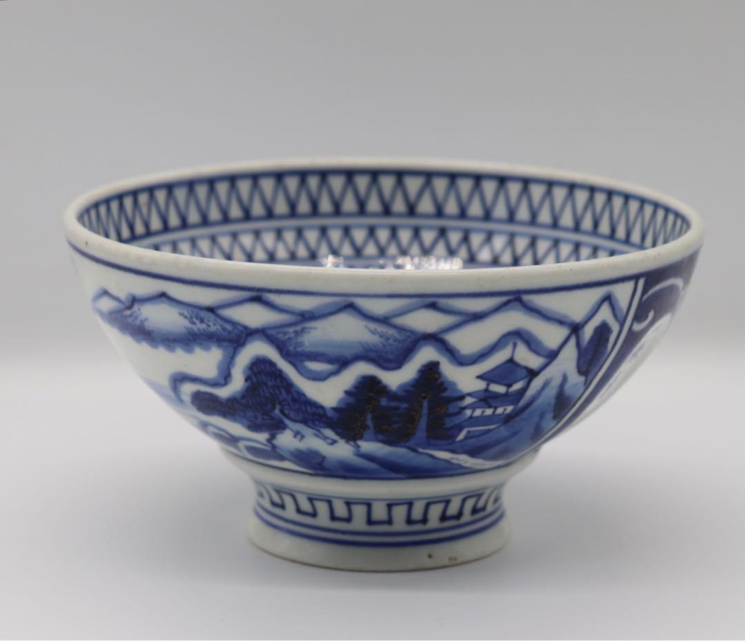 染付南京式碗　古染　アンティーク　送料込み1220