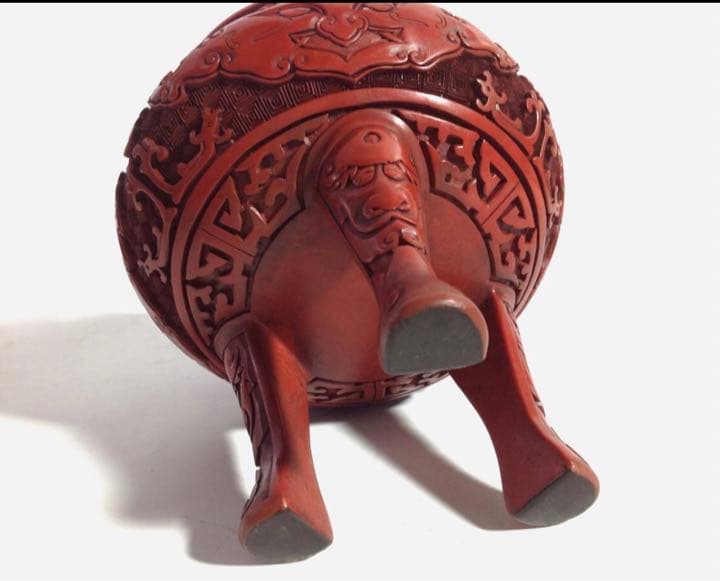 香炉　堆朱　三脚香炉 唐物 時代物