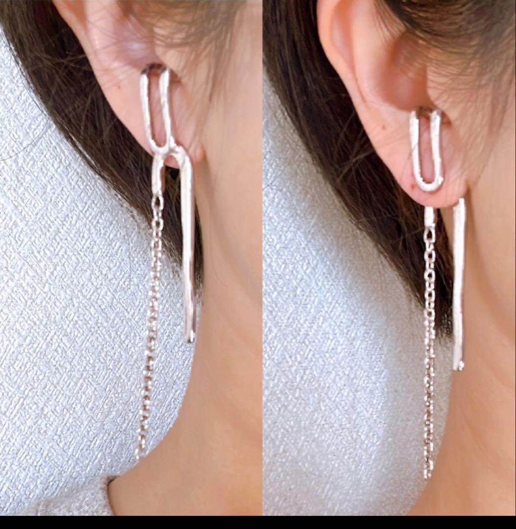 blanc fris チェーン3wayシルバーピアス