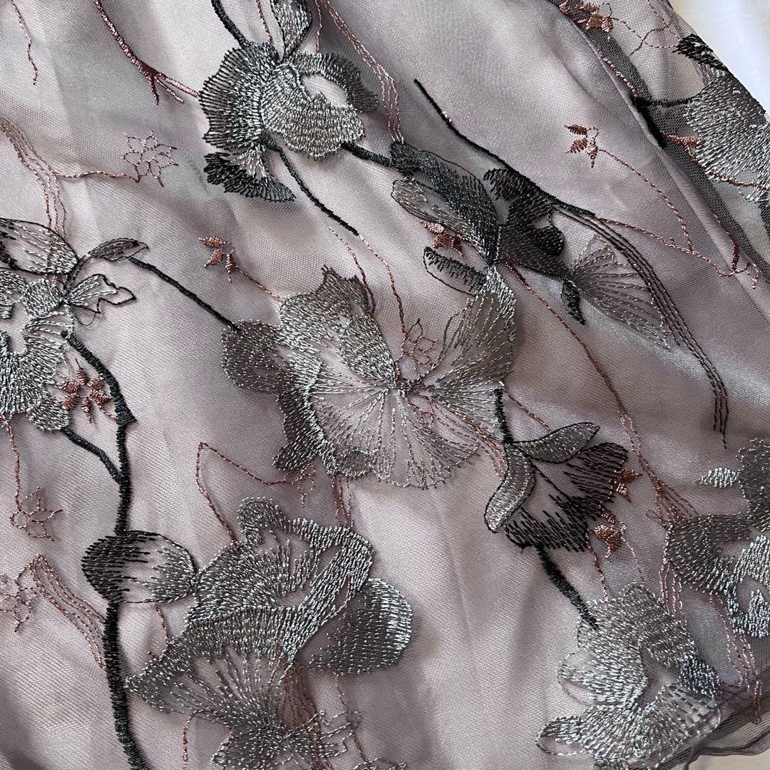 Callarusカラルス Vネック刺繍レースワンピースドレス 結婚式オケージョン