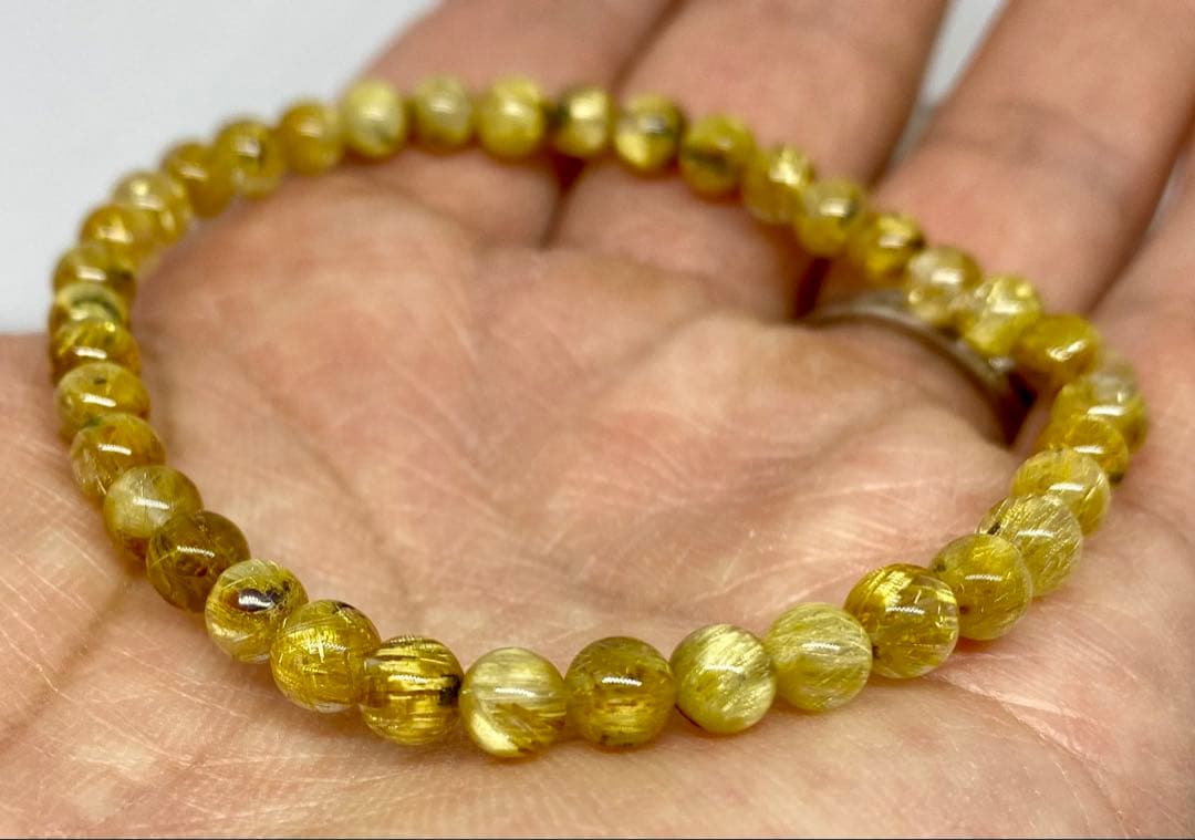 N*t様 艶、照り、ギッシリ♪高品質5Aグレード✨ゴールドルチルクォーツのブレス