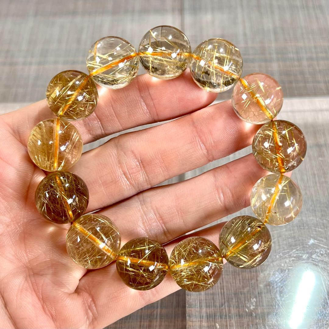 内径18.5cm 針多め　ゴールドルチルブレスレット　金運強 6-20