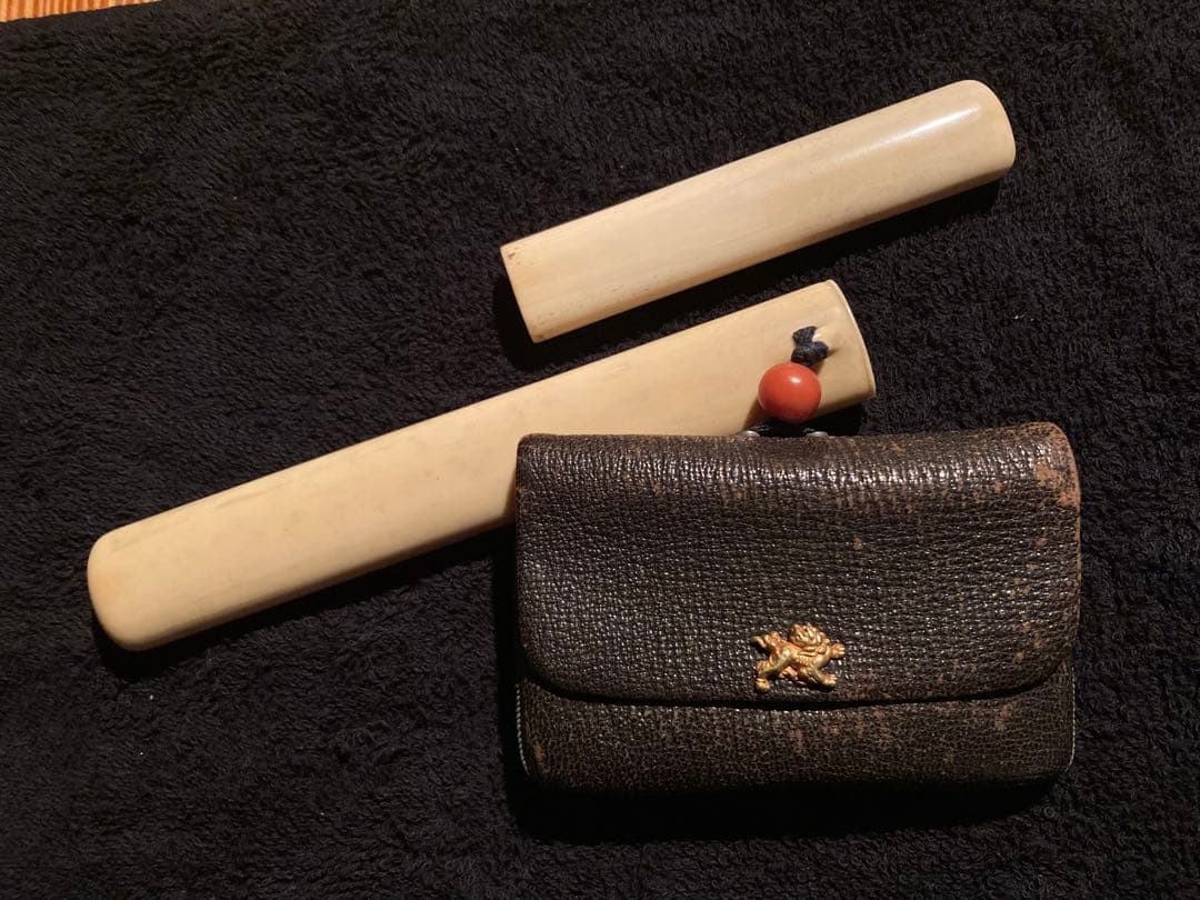 金無垢金具！江戸時代の名工の作か！？煙管 煙管筒　希少品！五七桐秀吉2点まとめて