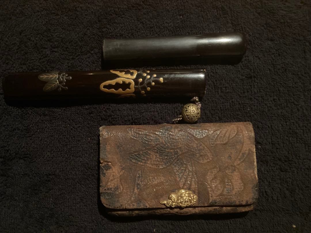 金無垢金具！江戸時代の名工の作か！？煙管 煙管筒　希少品！五七桐秀吉2点まとめて