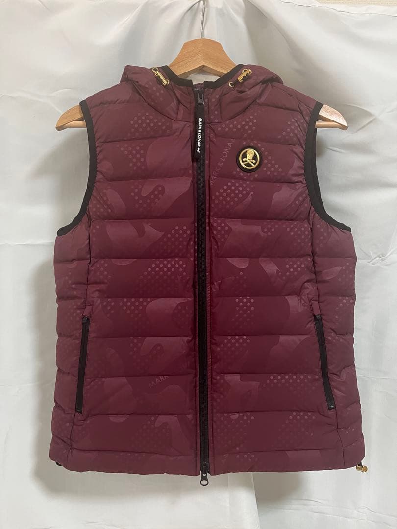 定価7.4万 MARK & LONA カモフラ ダウンベスト 38 ボルドー