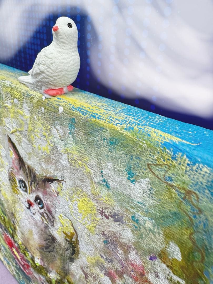 ○頭上のプラットフォーム　　絵画原画+doll鳩