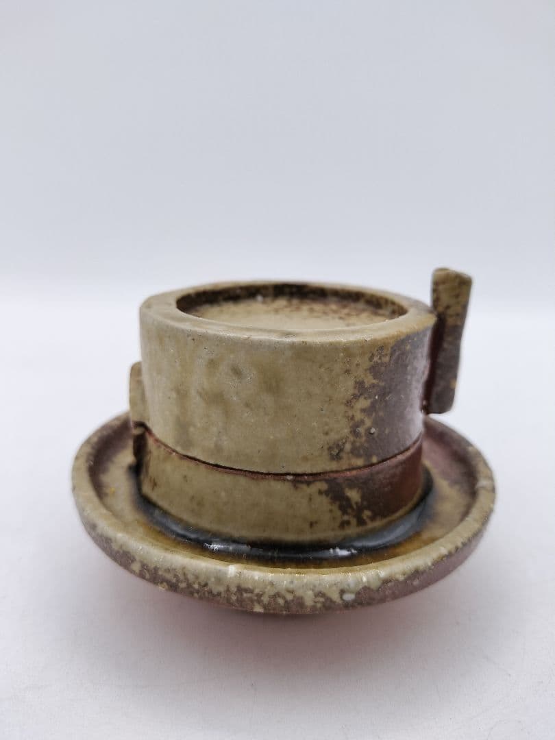 c638 香合 信楽 碾臼 高橋楽斎 木箱 茶道具 古物