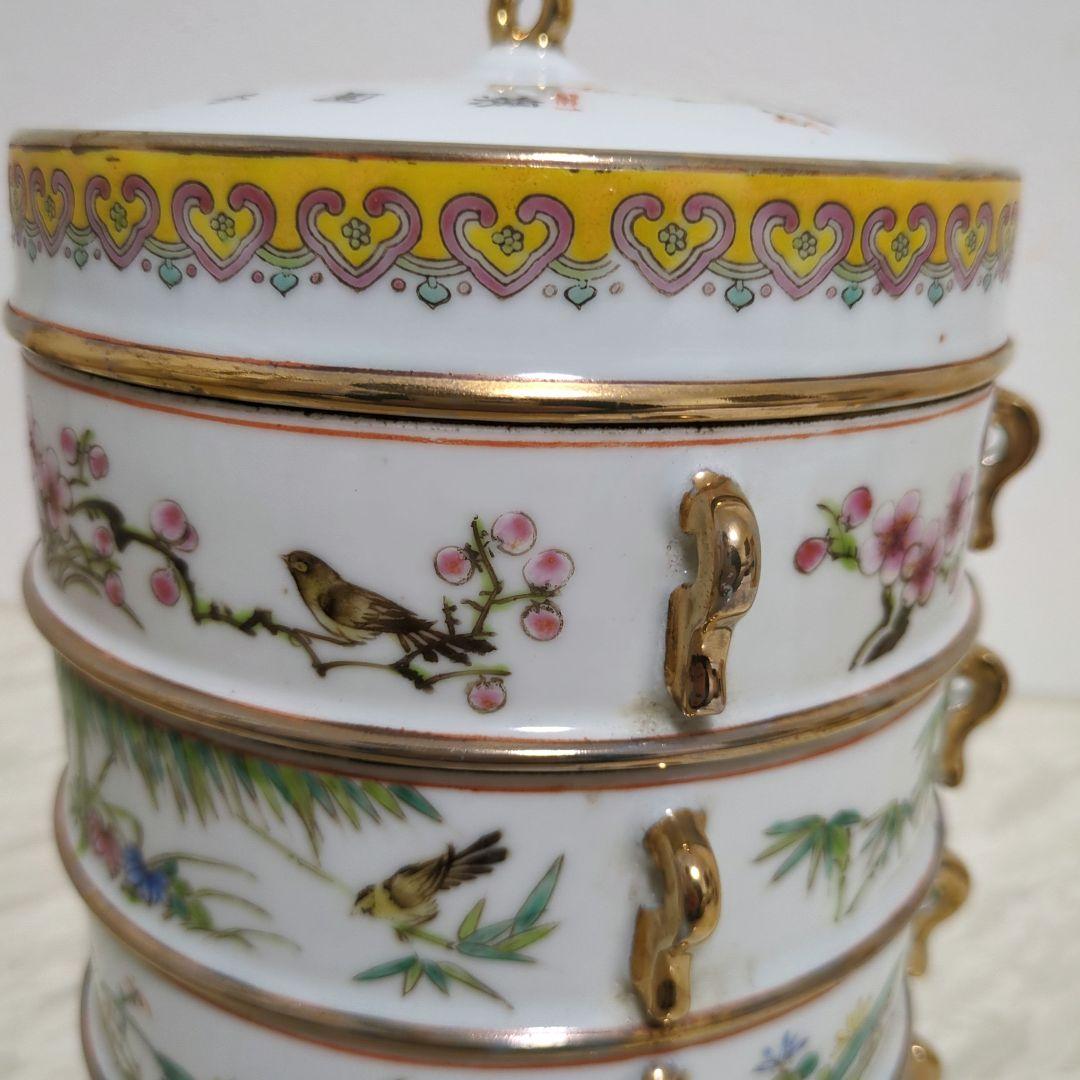 色絵花鳥文四段重 乾隆年製 657