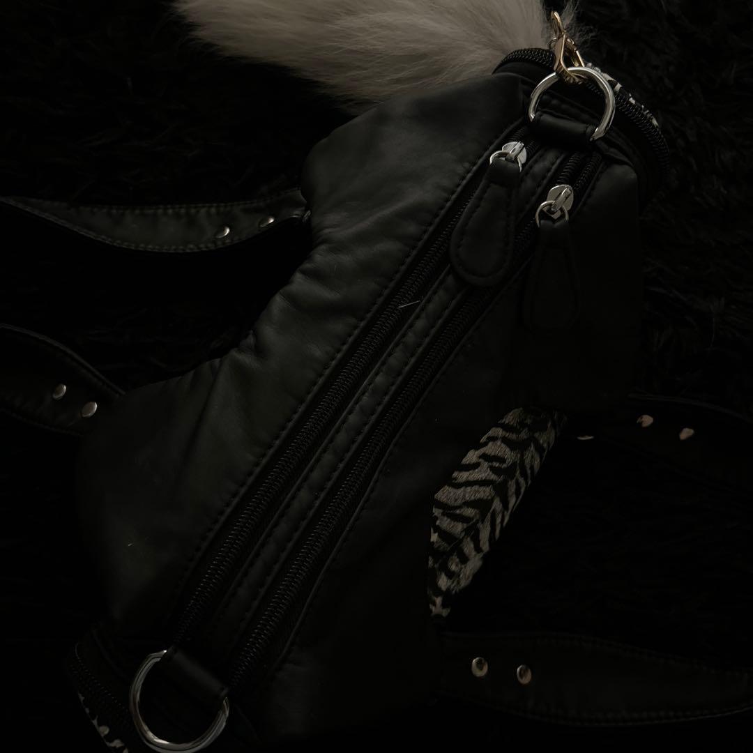 y2k グランジ 平成 archive レオパード柄 レザー ハンドバッグ