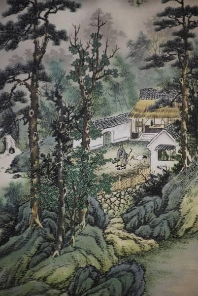 真作/幸堂/山水人物図/桐共二重箱付/布袋屋掛軸HC-678