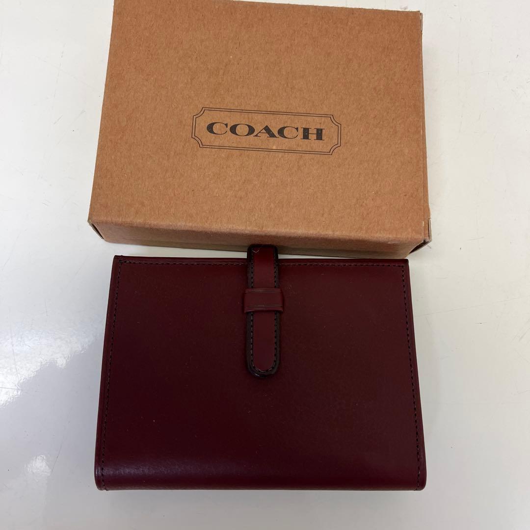 COACH コンパクトクラッチ財布 バーガンディ 4828