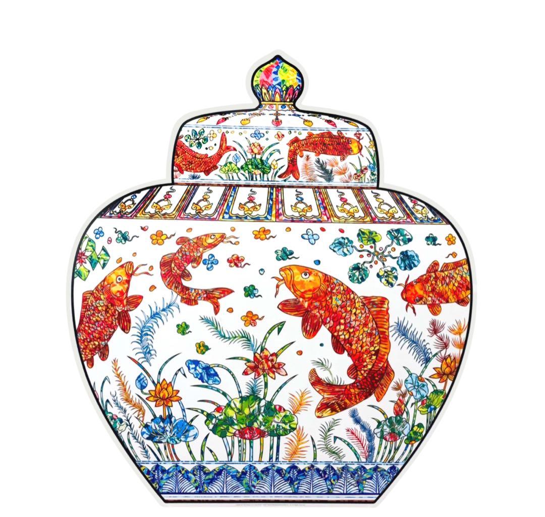 魚藻荷蓮紋蓋罐 明嘉靖朝 景德鎮五彩瓷 村上隆 絵画 1枚