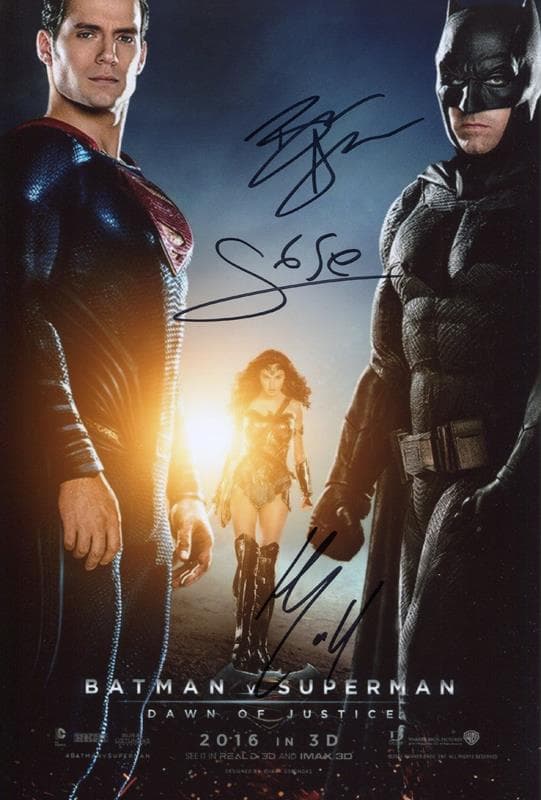 ヘンリー・カヴィル, ベン・アフレック & ガル・ガドット 　直筆サインフォト