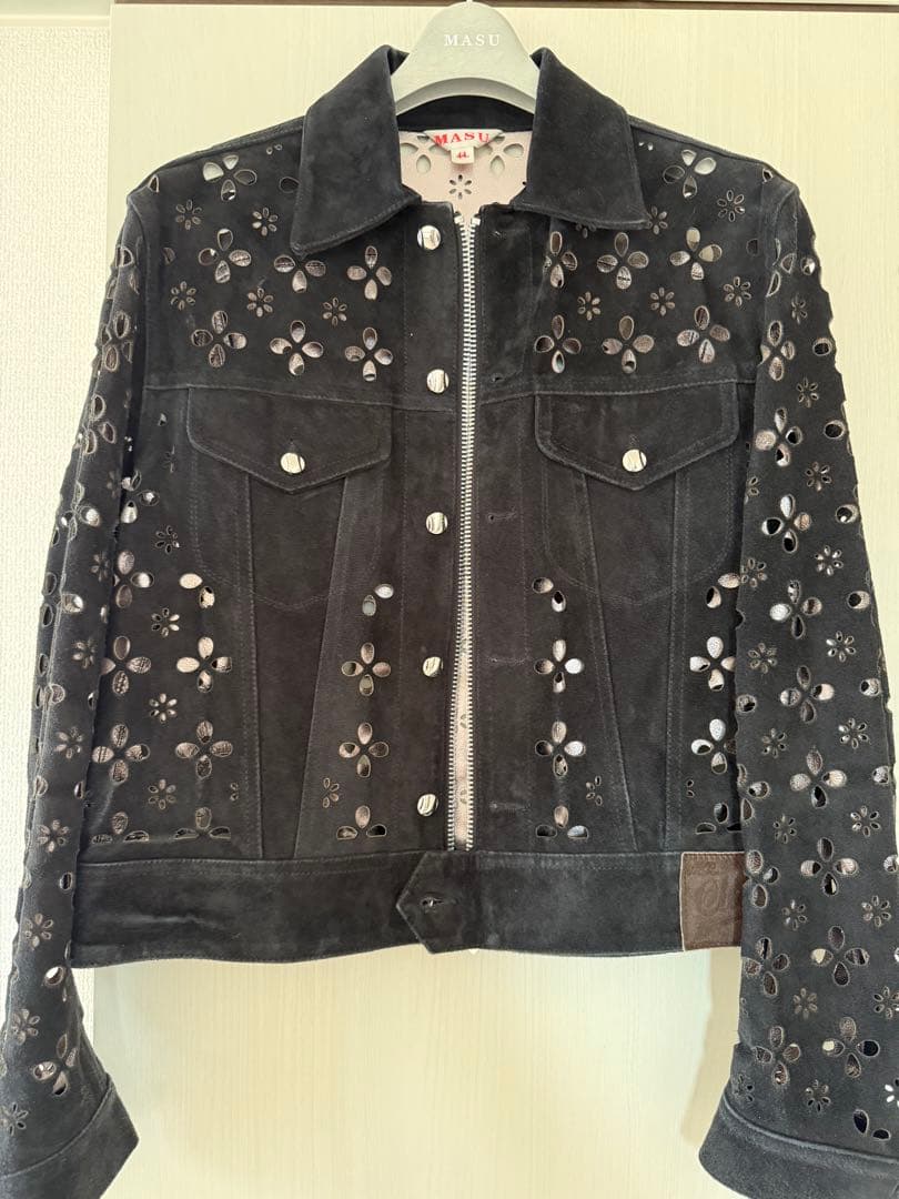 ジャケット・アウター 22AW FLOWER-CUT LEATHER TRUCKER JACKET