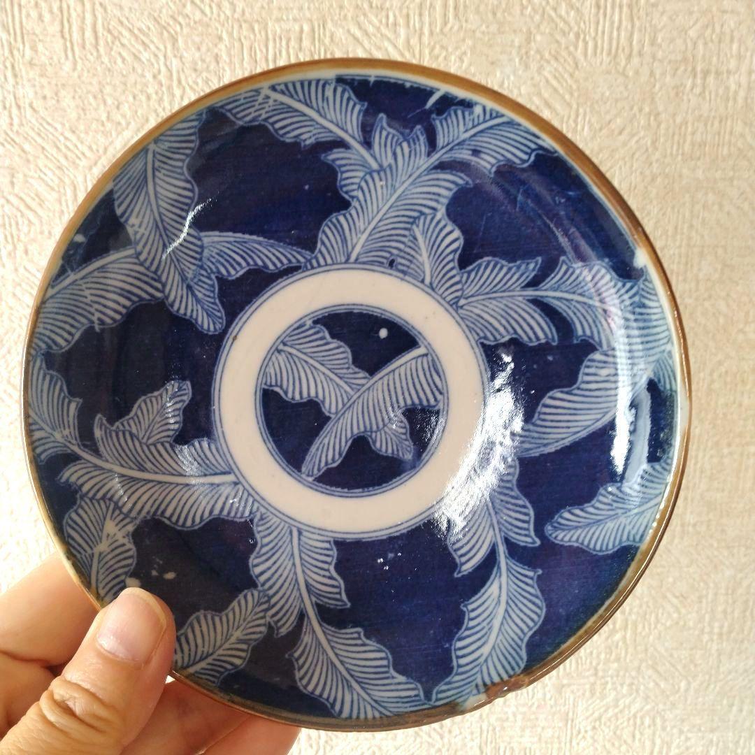 古伊万里明治印判芭蕉文平皿五客