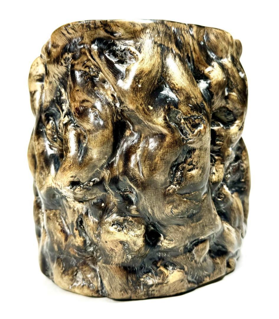 清時代 天然海松（黒珊瑚）筒 特太 2.01kg 書道 華道 茶道WWWT076