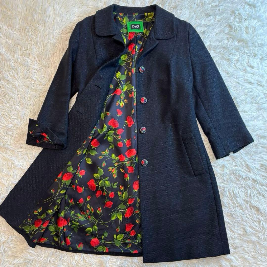 美品✨ドルチェ＆ガッバーナ　ロングコート　裏地花柄　Mサイズ