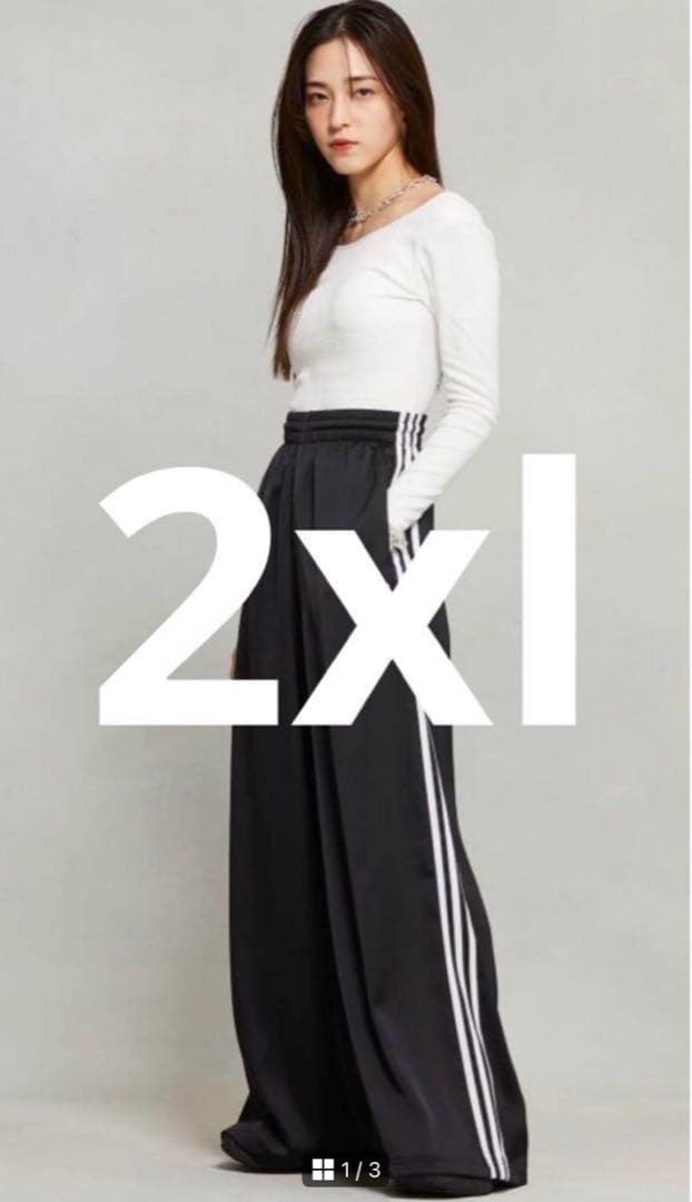 adidas サテン ワイドレッグ トラックパンツ2xl