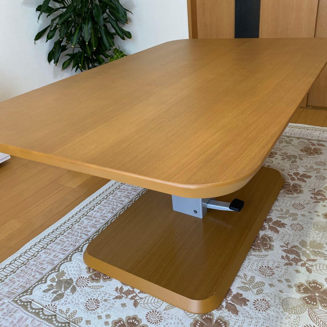 【ニトリ】＊天板きれい　昇降式ダイニング　リビングテーブル　天板シート付き