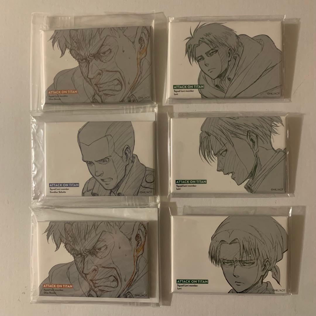 【在庫ラスト】進撃の巨人 スクエア缶 リヴァイ 3種類 オルオ グンタ