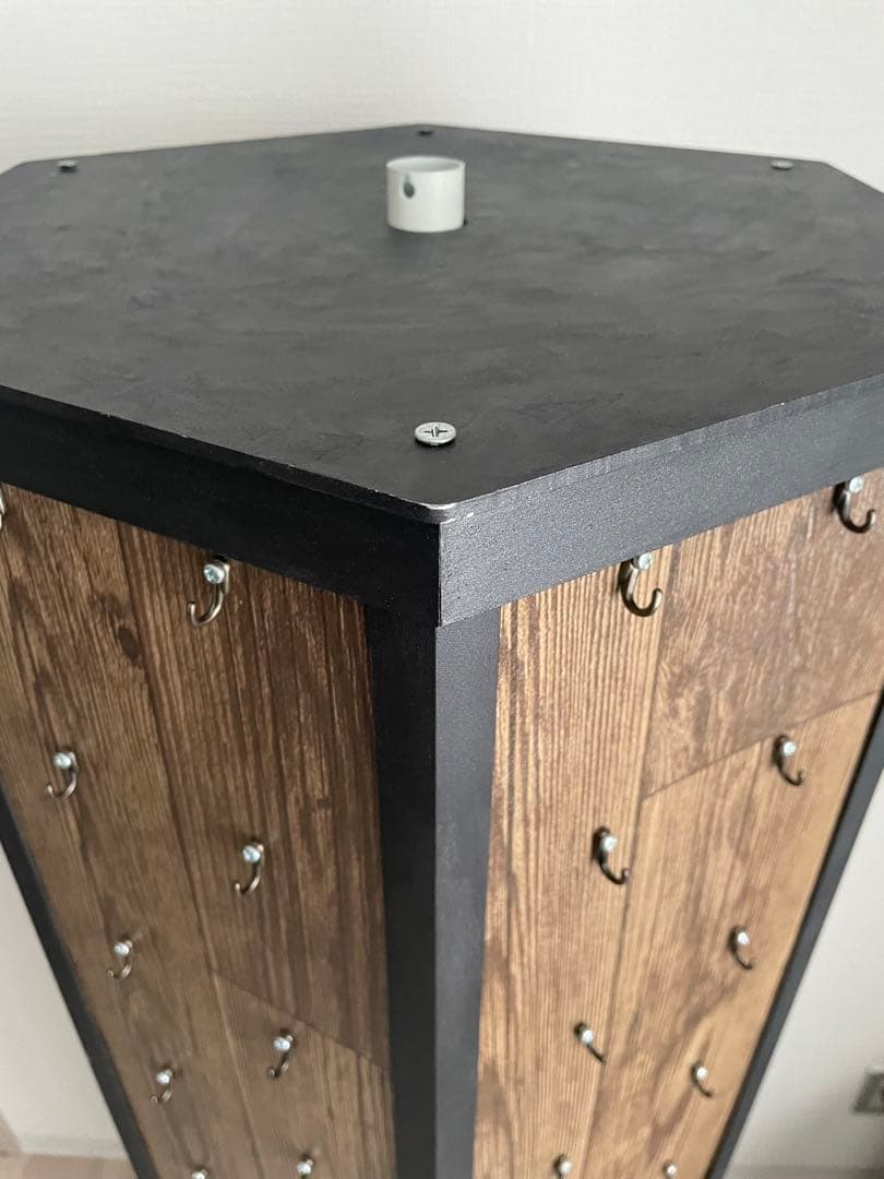 【店舗・イベント什器】木目アイアン調回転什器