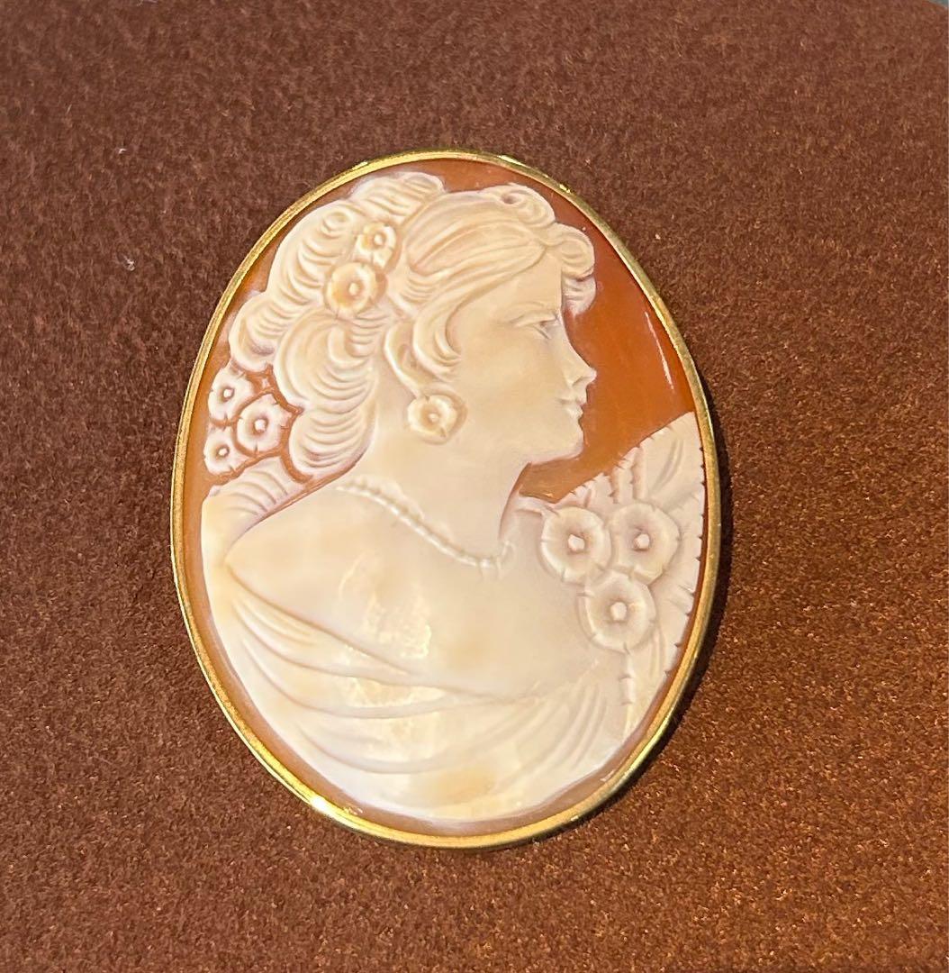 k18 カメオ　ブローチ　ペンダントトップ