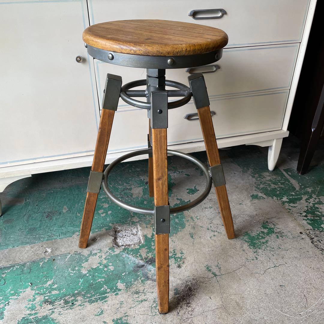 最終お値下げ 天然木・昇降式チェアー・カウンターチェアー ヴィンテージハイチェア