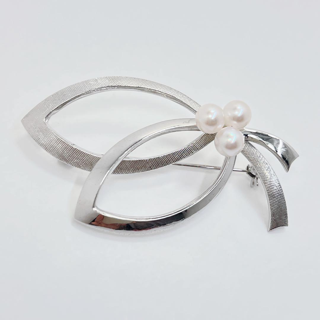 美品✨MIKIMOTO ミキモト　アコヤパール　ブローチ　コサージュ　シルバー