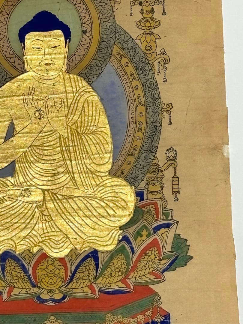 「浪華祐天大僧正遺跡源正寺本尊印施」極彩色木版図 1枚|仏教美術 木版画江戸時代