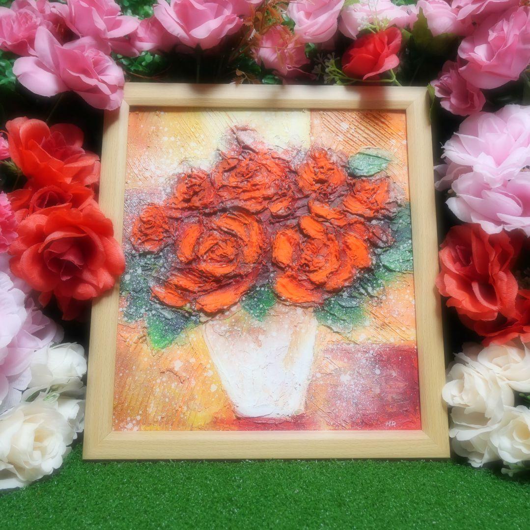 油絵 油彩 油彩画 絵 絵画 【赤い薔薇】
