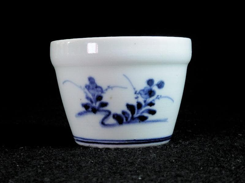 古伊万里　染付　草花紋の図　蕎麦猪口　江戸期　A1174AS-CDd