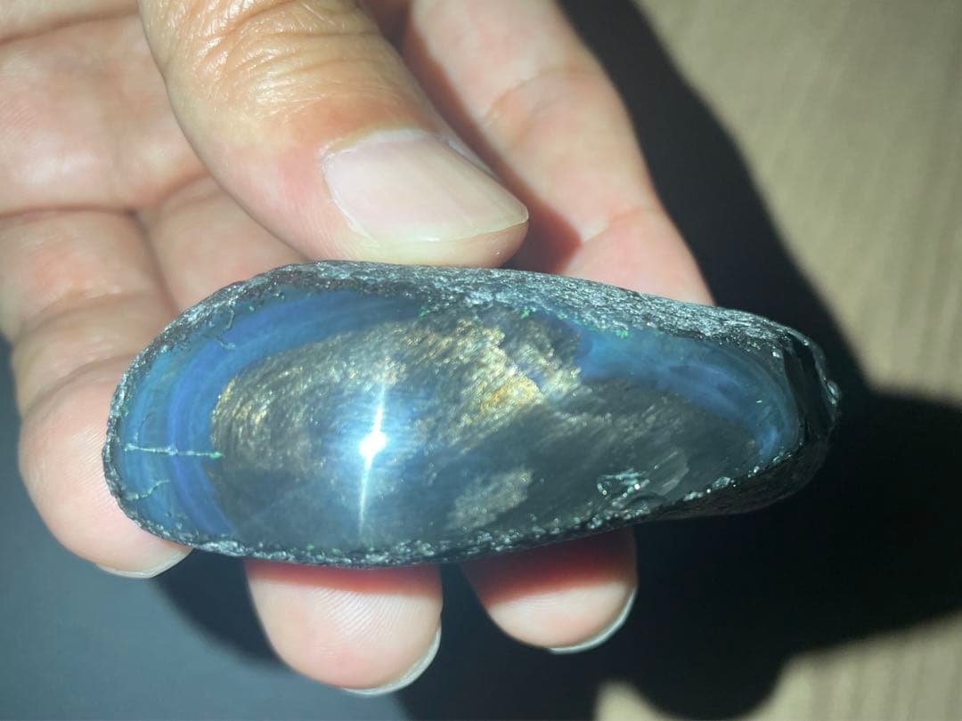 研磨品　十勝石玲瓏　ゴールド、パープル＋ブルーシラー　レインボーオブシディアン