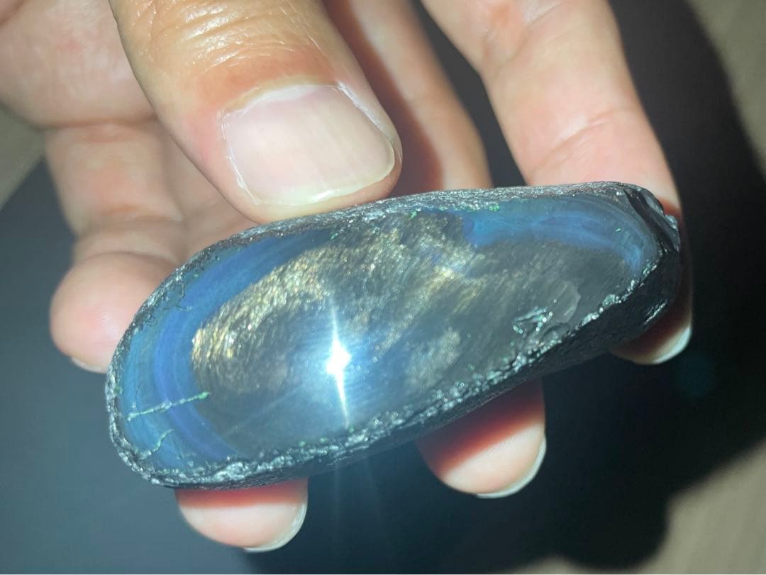 研磨品　十勝石玲瓏　ゴールド、パープル＋ブルーシラー　レインボーオブシディアン