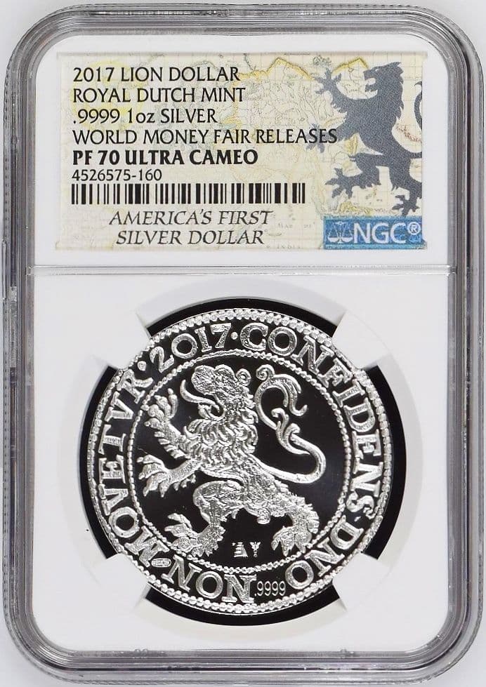 2017年 オランダ ライオンダラー 1オンス銀メダル PF70 特別ラベル