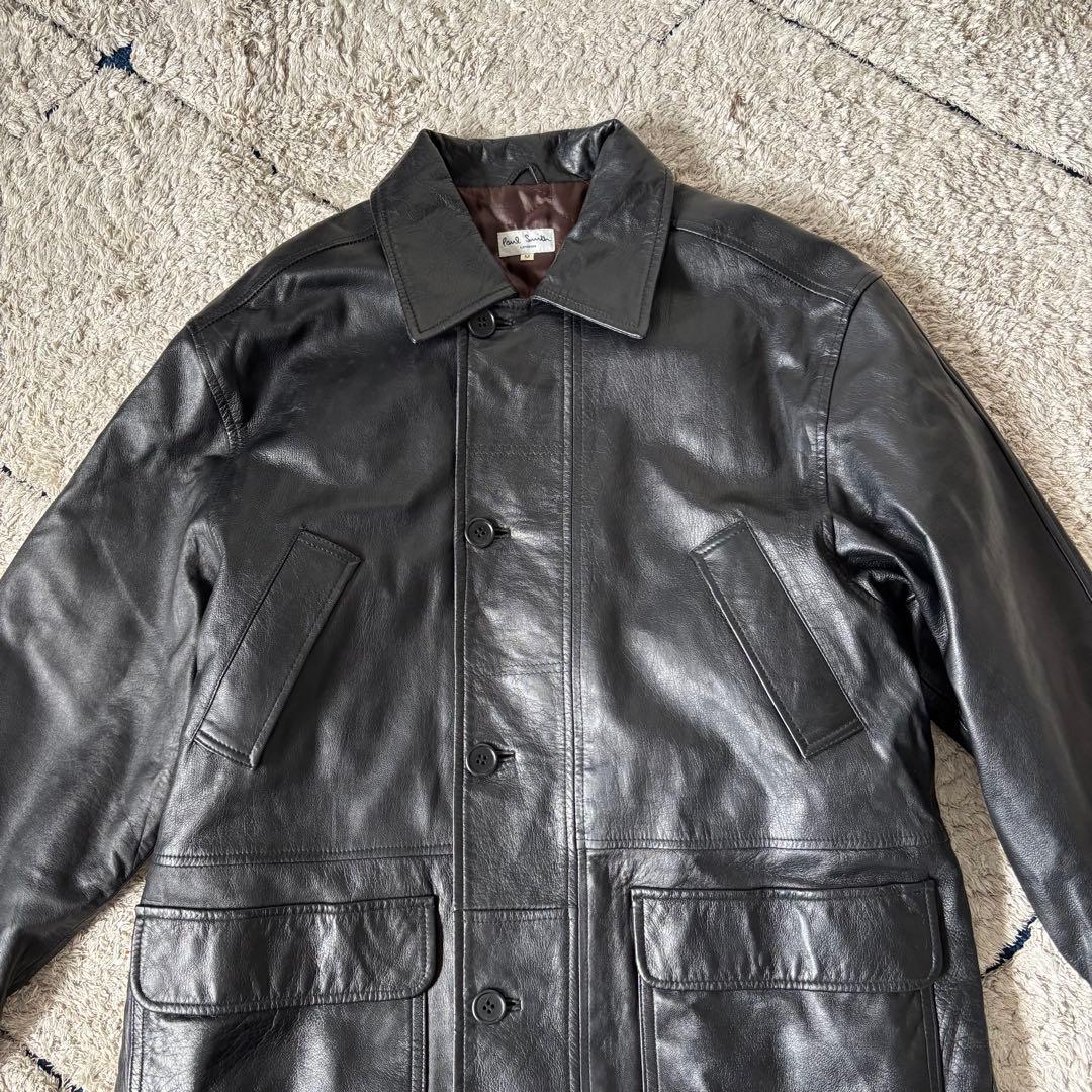 【本革✨】ポールスミス　レザーコート　ラムレザー　羊革　ロング　ブラック　黒