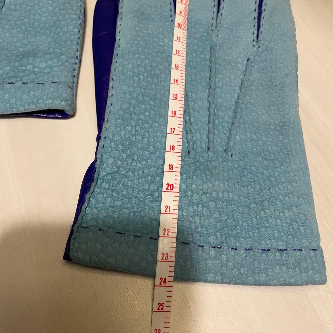 カピバラレザー☆メンズ☆手袋☆ブルー☆水色☆本革☆