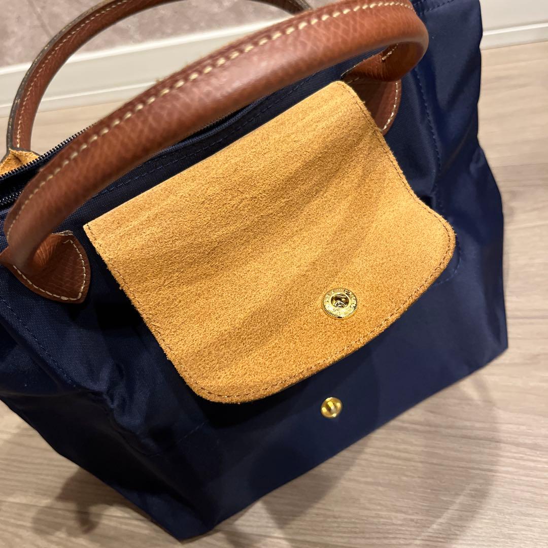 【美品】ロンシャン ル・プリアージュ ハンドバッグ ネイビー Sサイズ