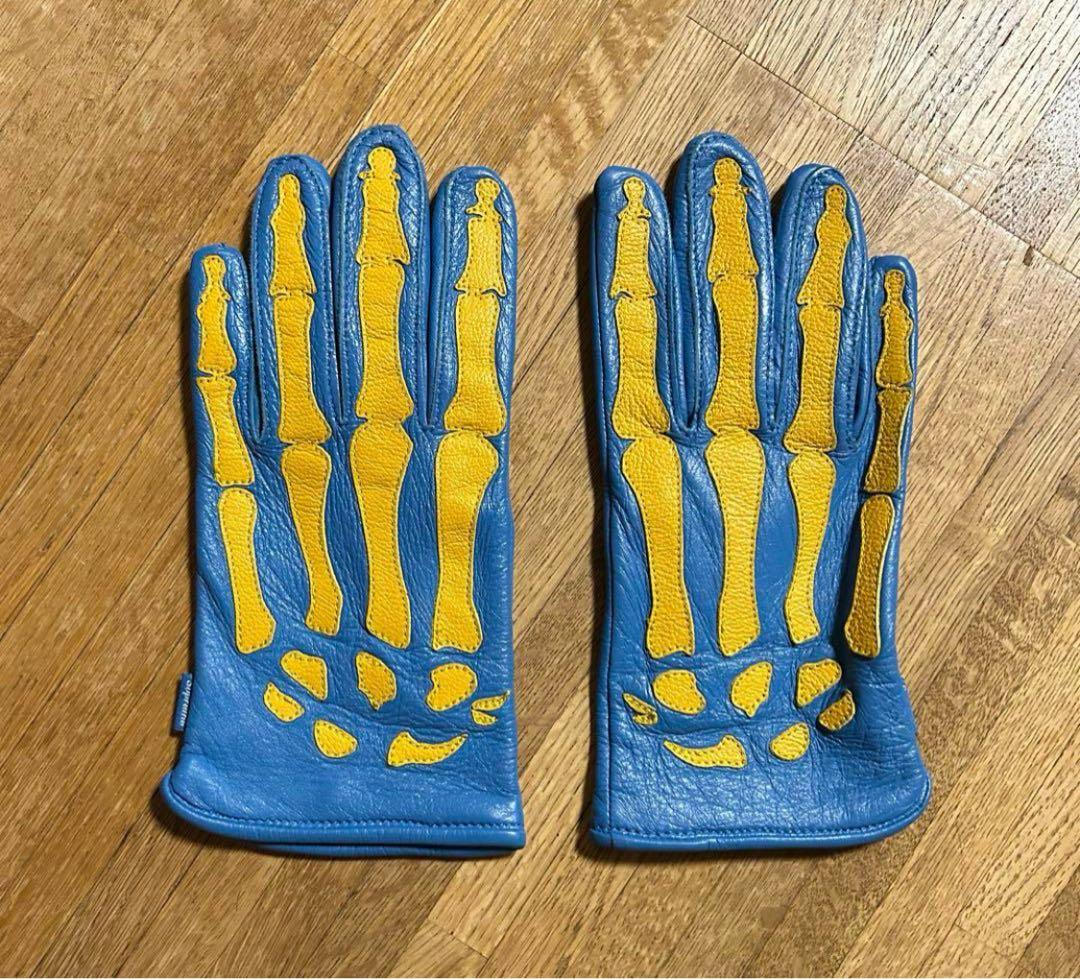 激レア　シュプリーム×バンソン　青黄レザー グローブ　X-Ray