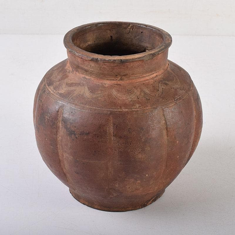 中国　古代　 土器　刻線文　壷　水甕　C　R8531