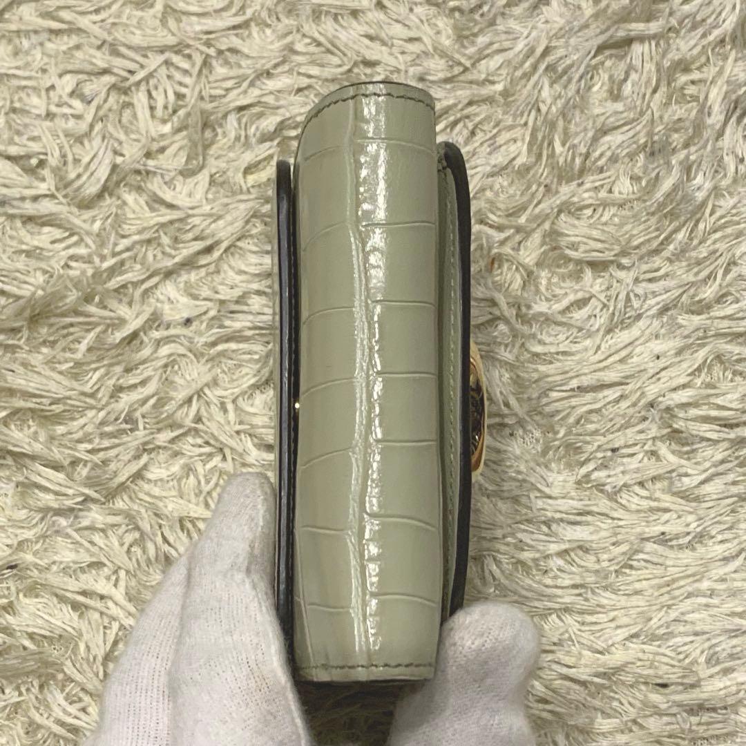 美品✨Chloe クロエ トリフォールド c金具 クロコ型押しレザー 三つ折り