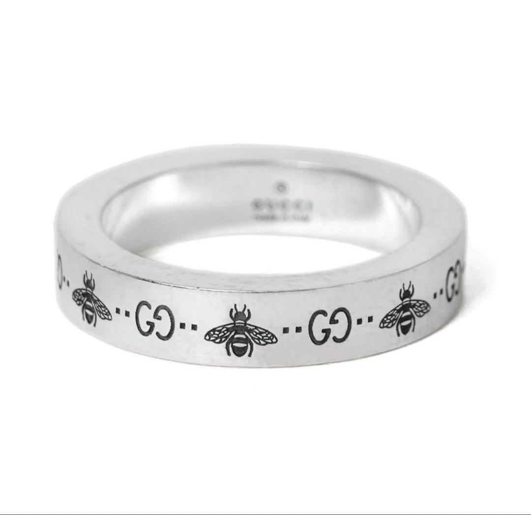 新品 GUCCI GG＆ビー エングレービング スリム リング 23号 4mm