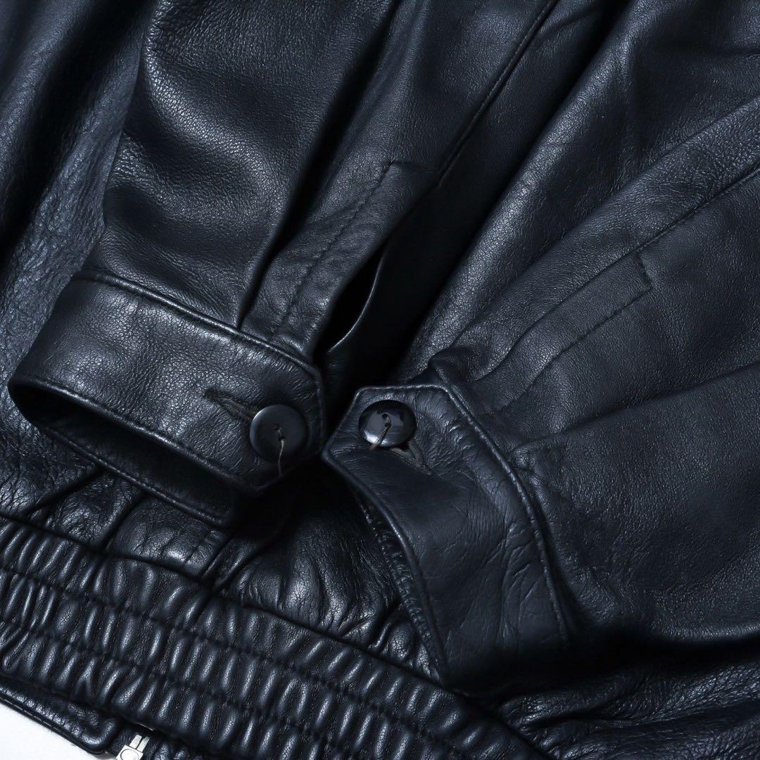 ラムレザー ショート丈ジャケット デザイン ジップブルゾン羊革 A-2 短丈