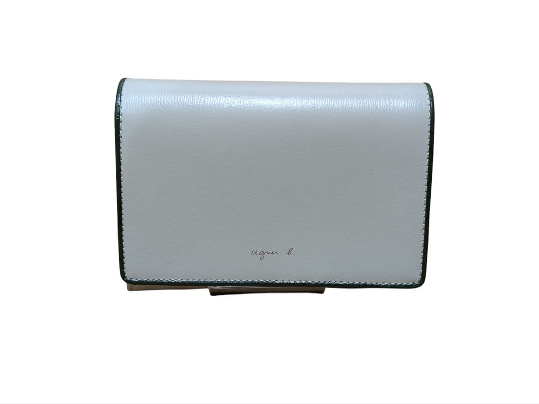 【未使用】アニエスベー　二つ折り　財布　がま口　グリーン　グレー　バイカラー