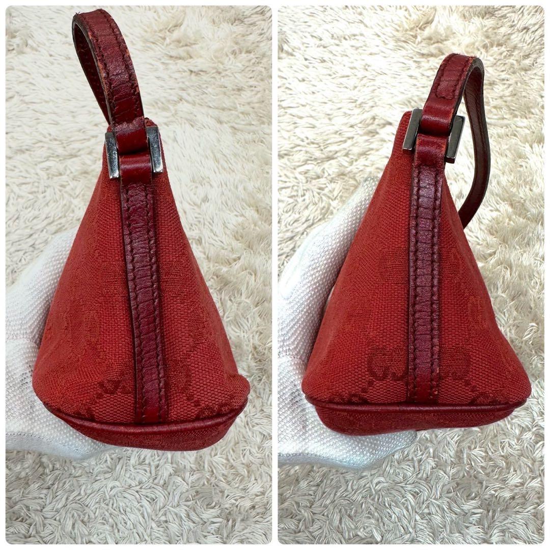 【美品】 GUCCI アクセサリーポーチ キャンバス 赤 GG柄