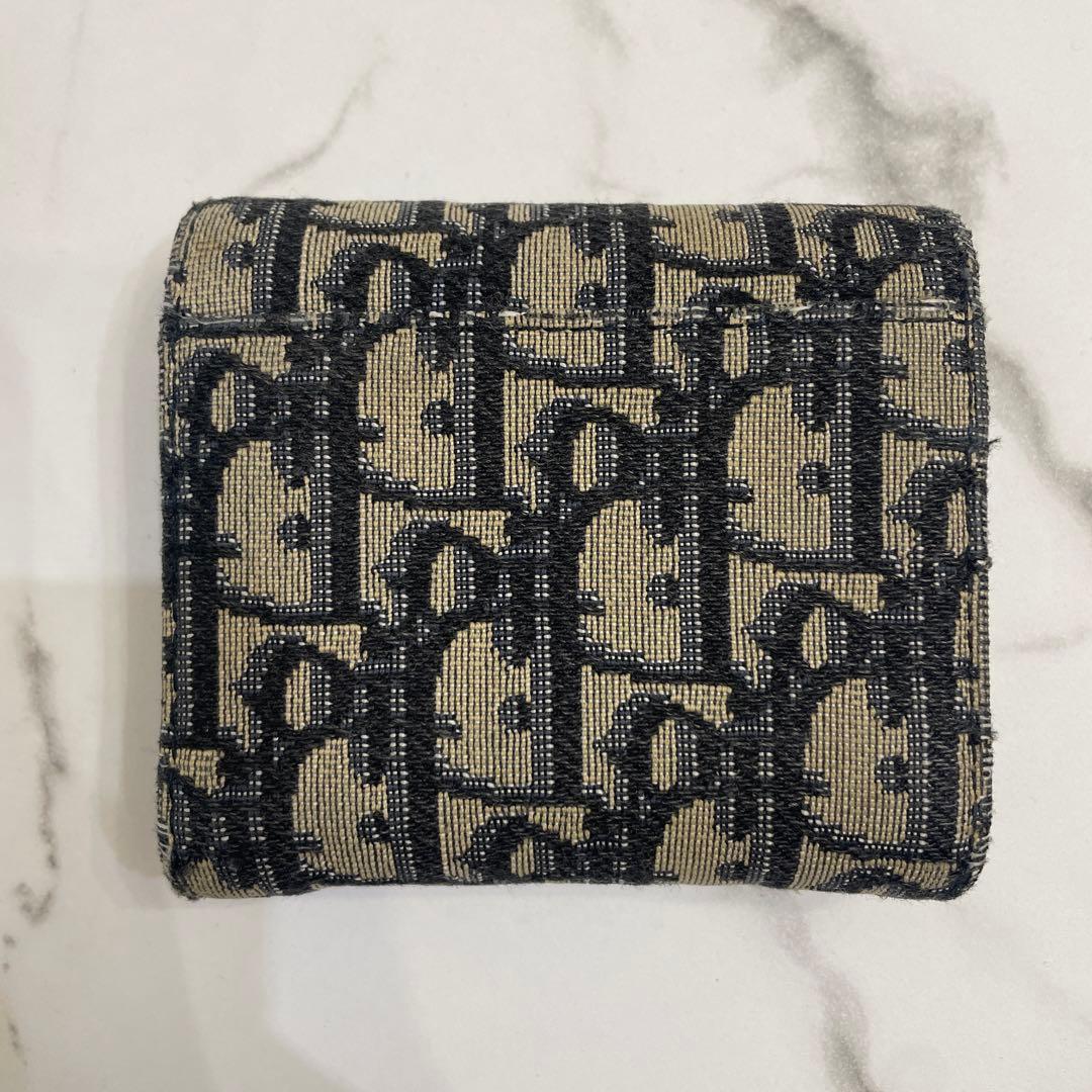 Dior 三つ折り財布 ベージュ/ネイビー　箱無し