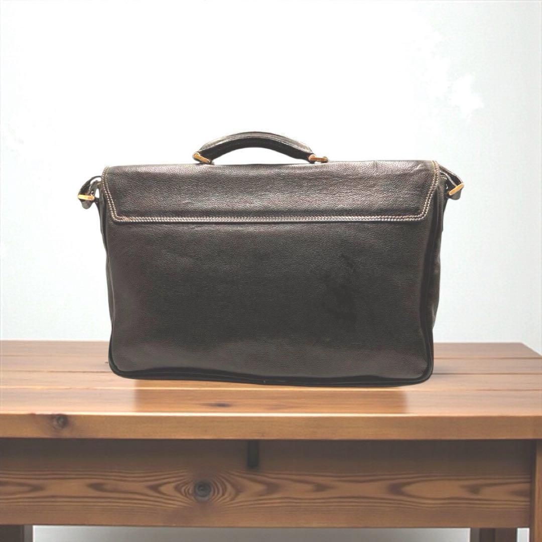 【美品】ダンヒル ダレスバッグ ビジネスバッグ レザー ゴールド金具 黒