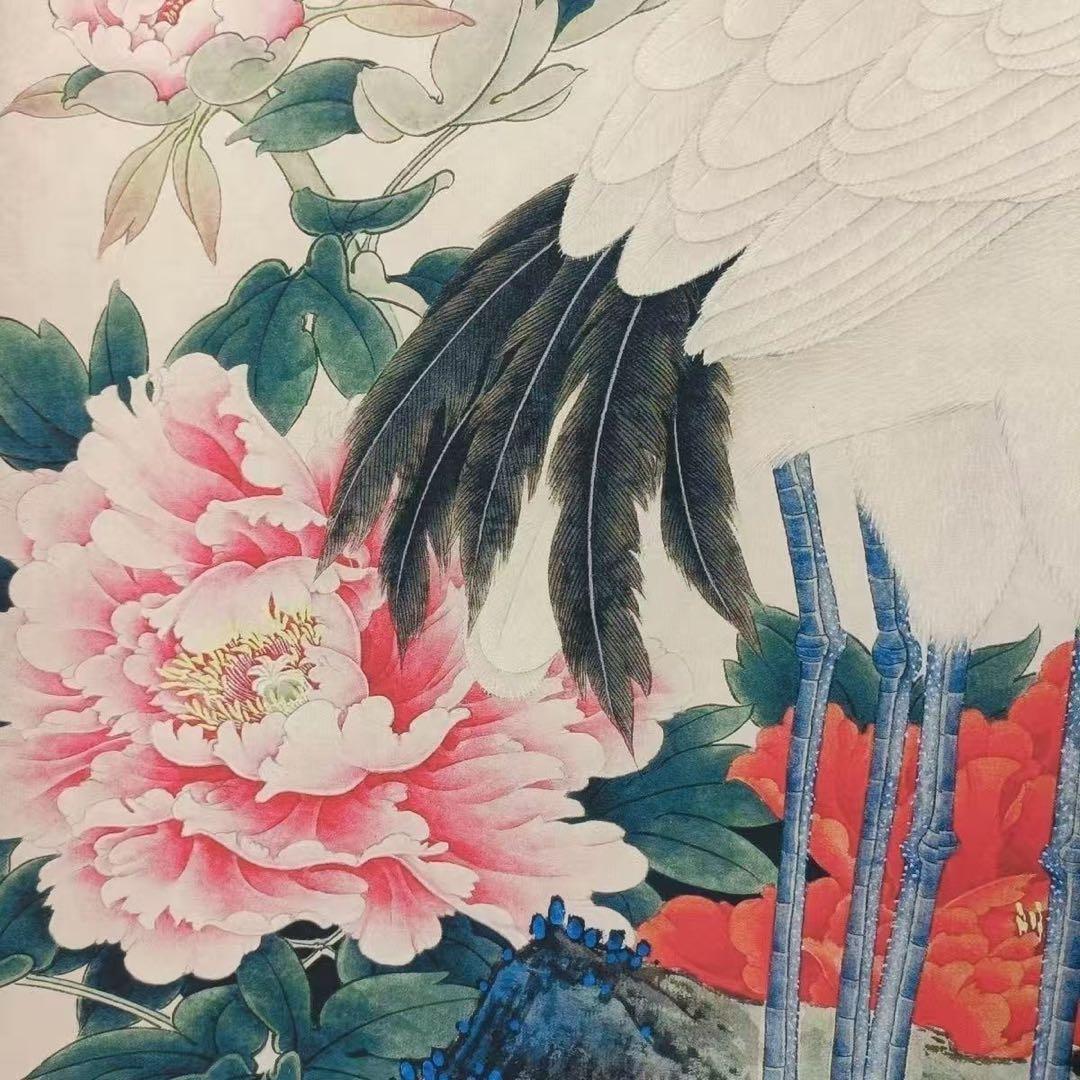 斉白石「賀寿図」三尺中堂掛け軸｜吉祥開運・長寿祈願｜証明書付き